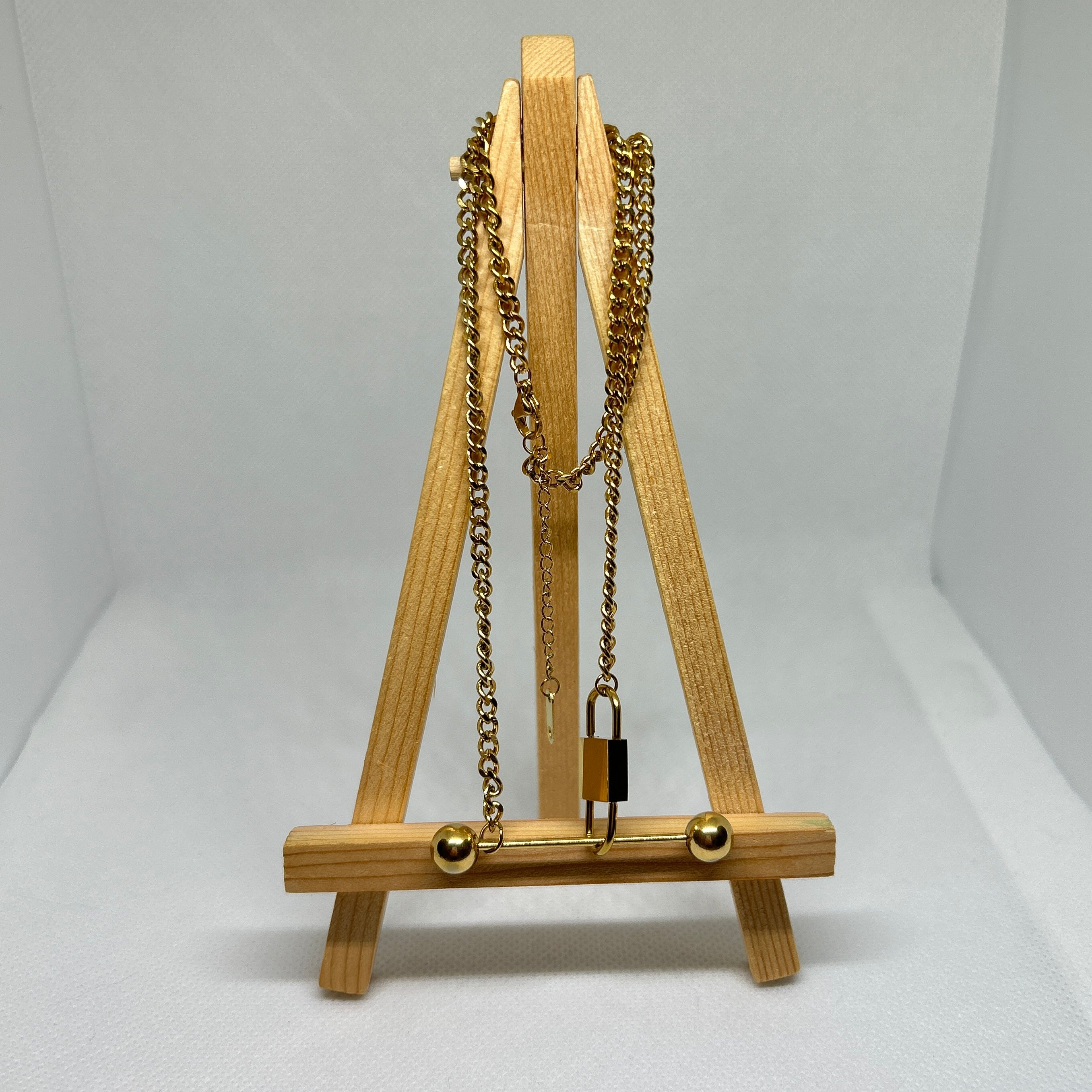Lock & Bar Gold Necklace
