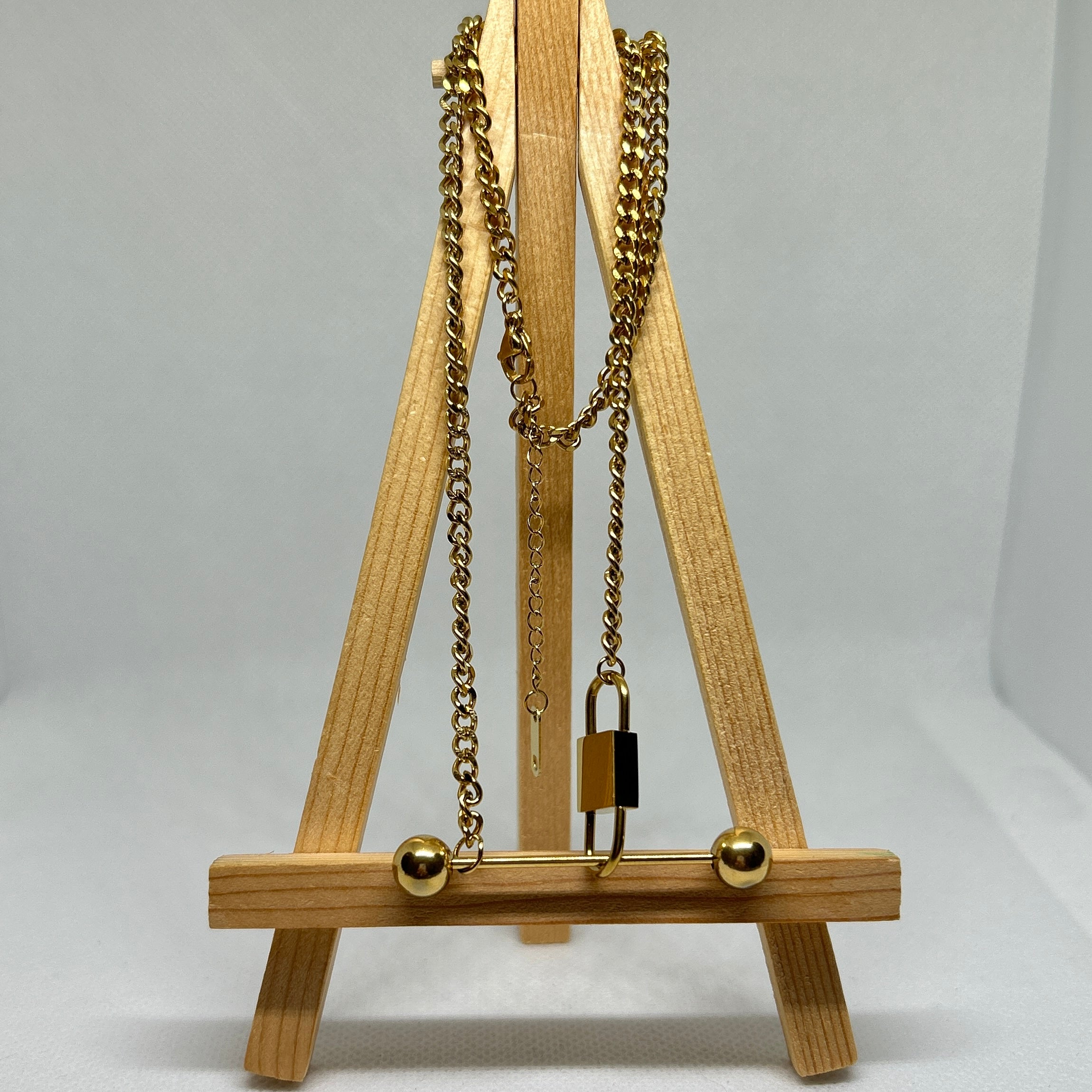 Lock & Bar Gold Necklace