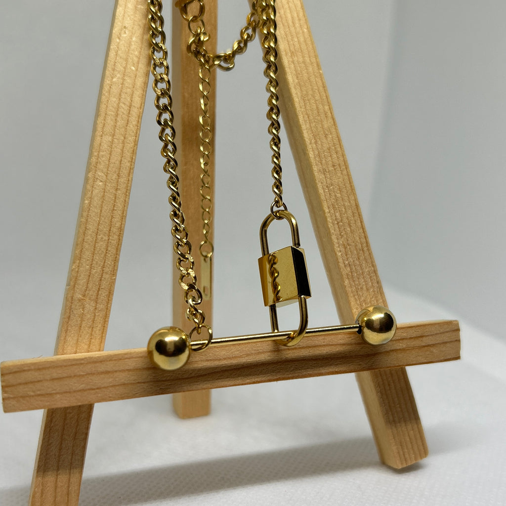 Lock & Bar Gold Necklace