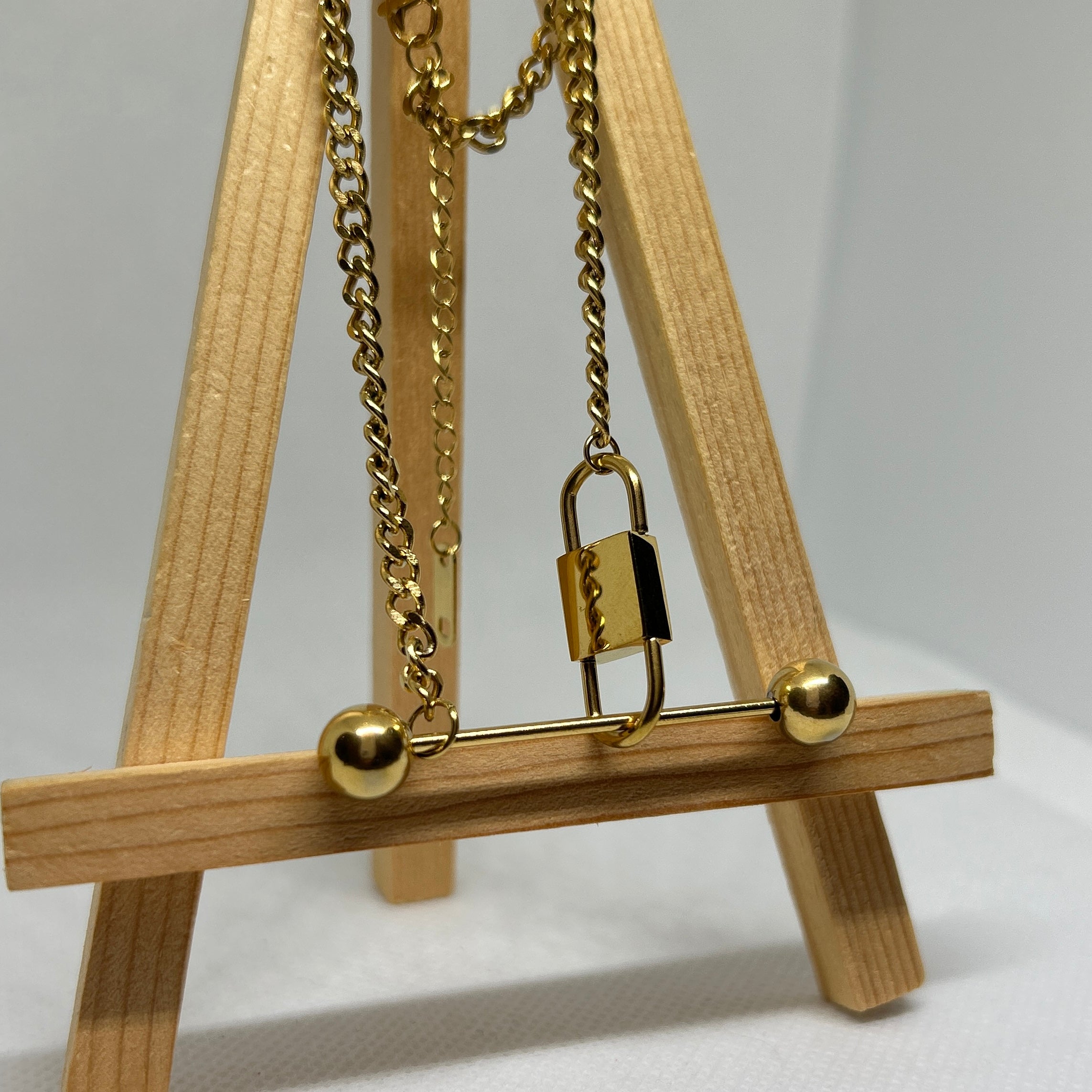 Lock & Bar Gold Necklace