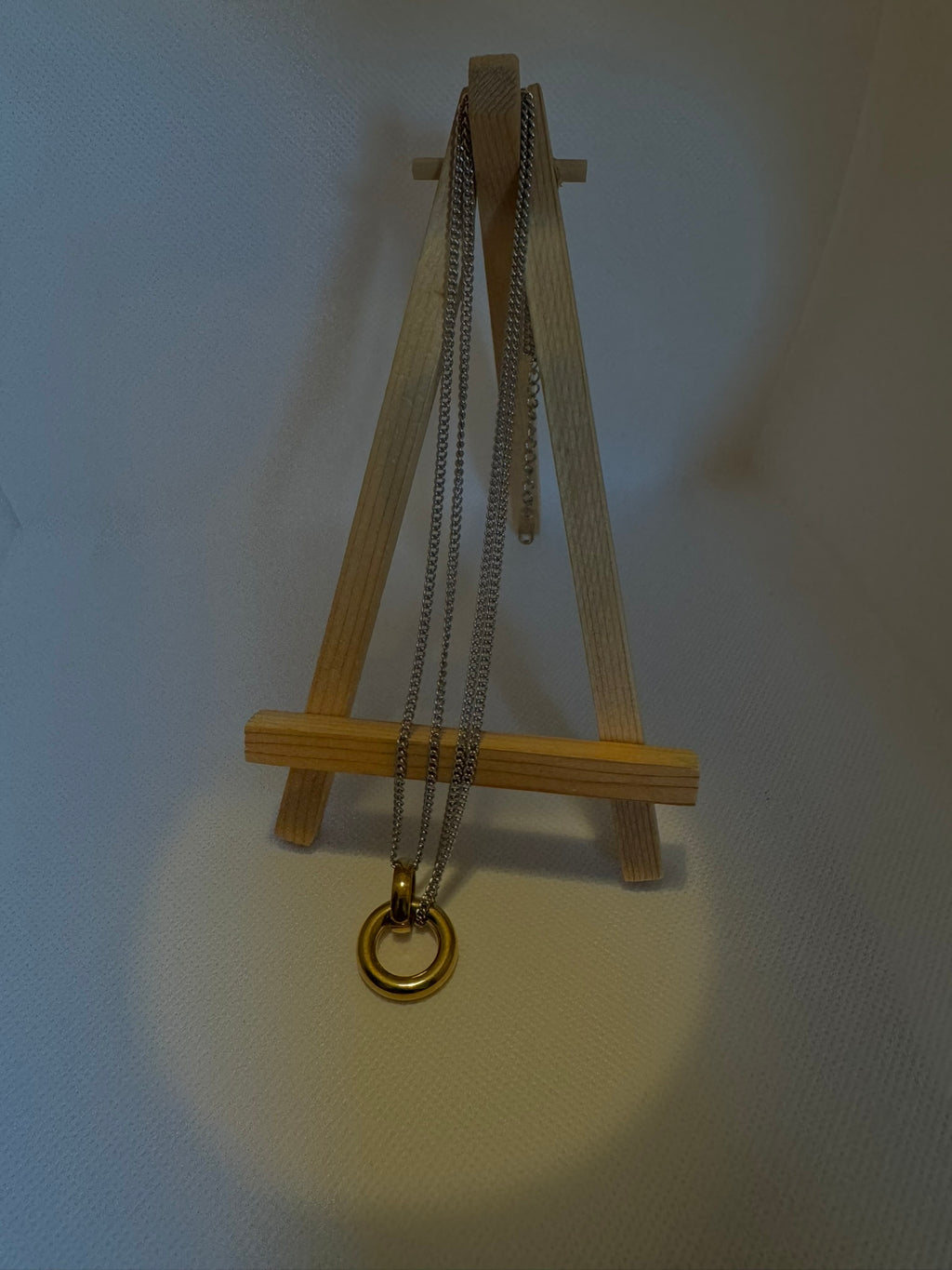 Mixed Metal Ring Pendant Necklace