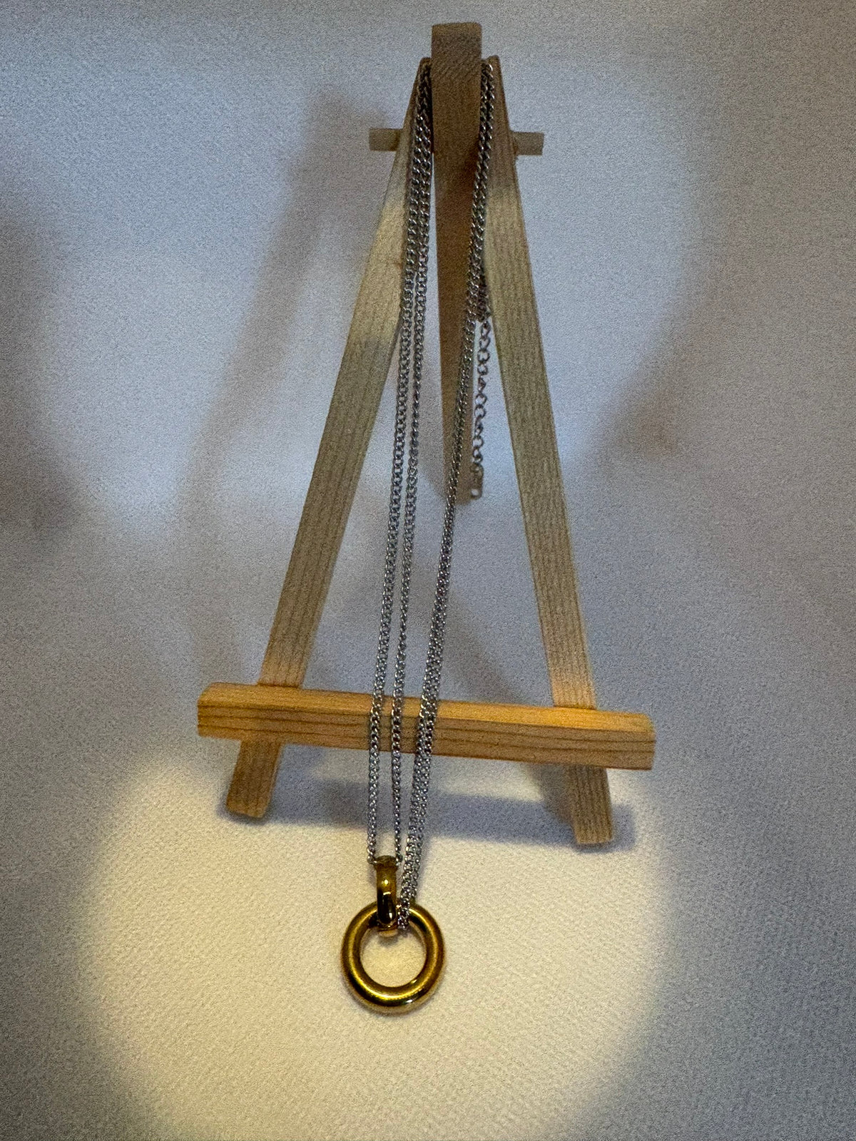 Mixed Metal Ring Pendant Necklace