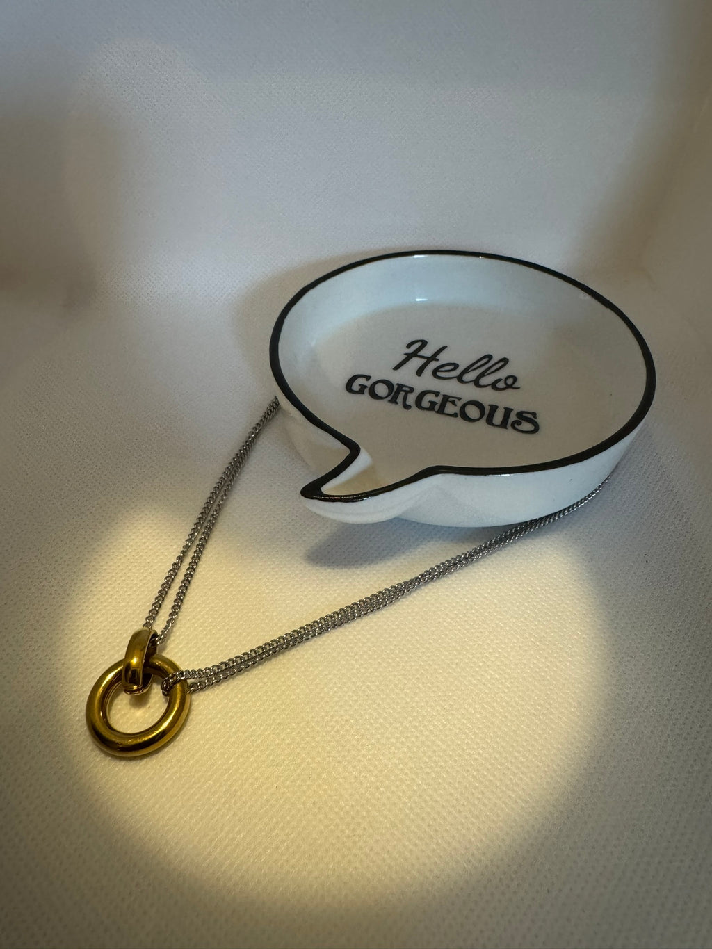 Mixed Metal Ring Pendant Necklace